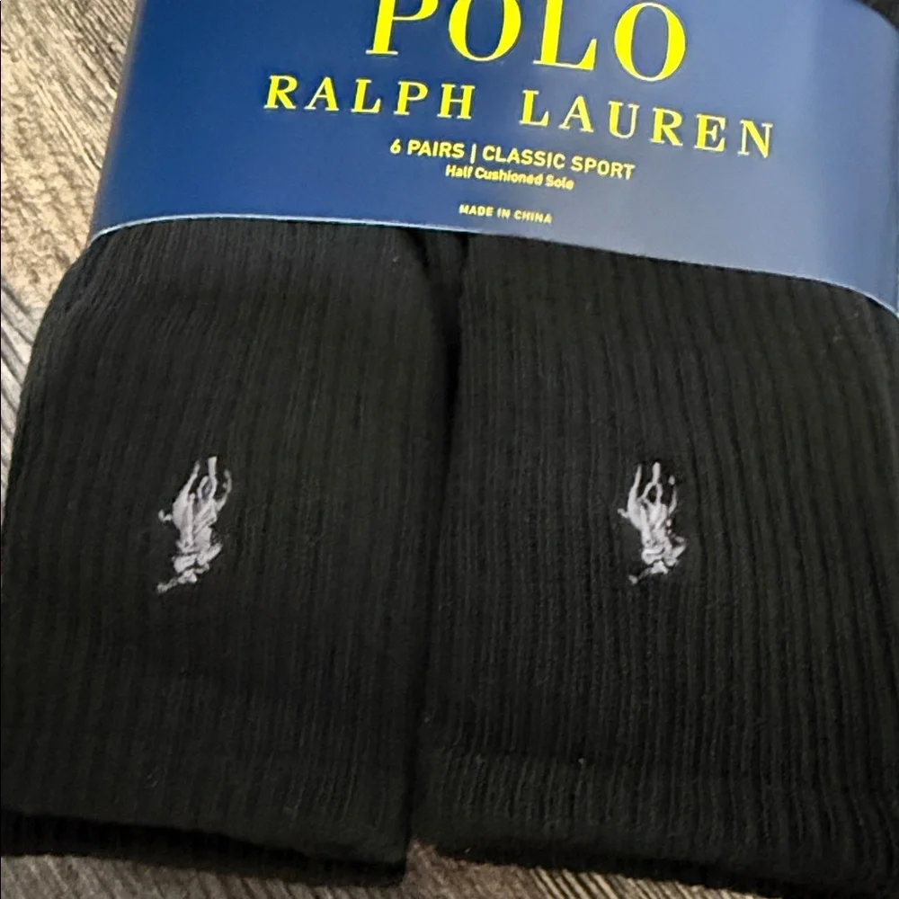 Polo Ralph Lauren Classic Black Athletic Socks - 6 Pack